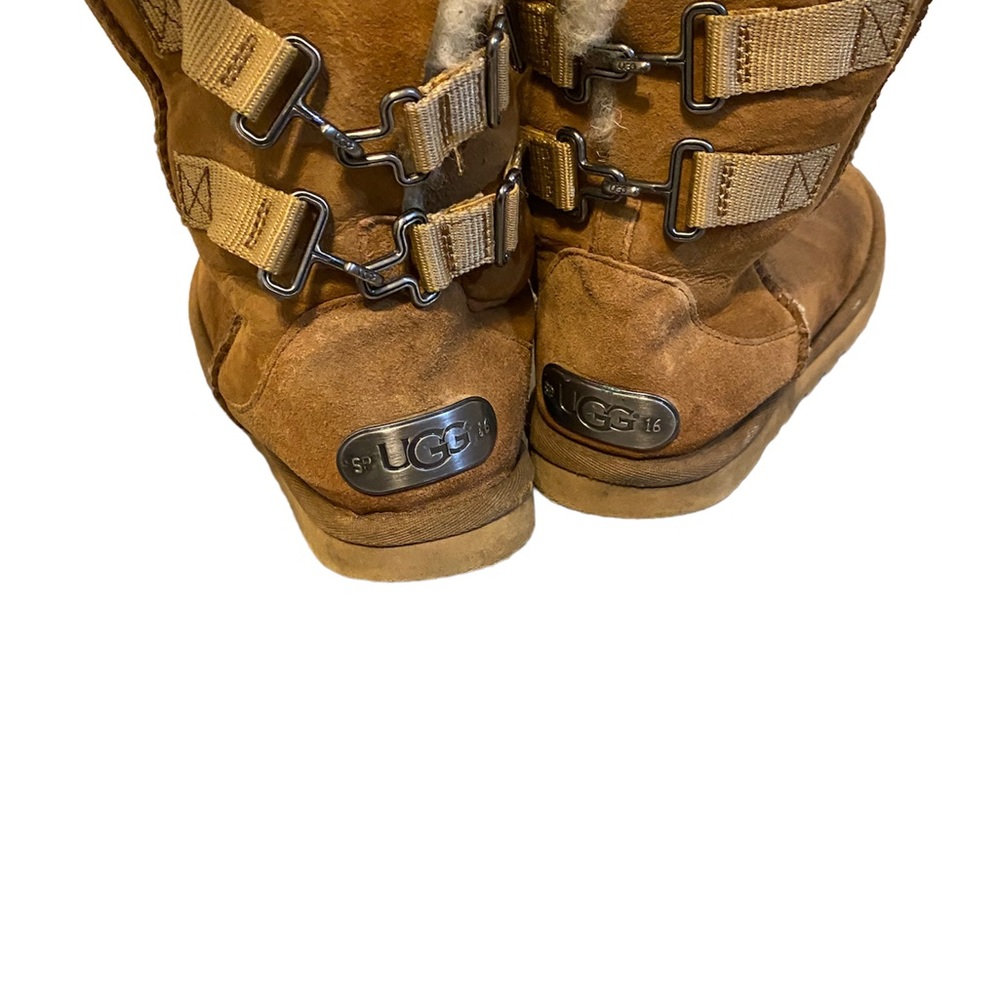 Ugg Australia Fairmont Brown Suede Buckle Back Shearling Boots Size 8 - Picture 8 of 9